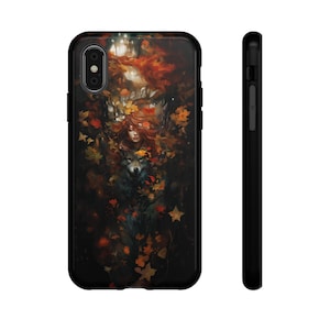 Fantasy Wolf Phone cover, Autumn Leaves ,Girl and wolf case, iPhone 15, 14, 13,12, 11, Samsung Galaxy S24, S23,S22,S21,S20,S10