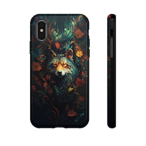 Wolf, fantasy, flower Phone cover-iPhone 15, 14, 13,12, 11, Samsung Galaxy S24, S23, S22, S21, S20, S10, Google Pixel 8, 7,6,5.