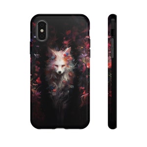 White fox phone case, Fantasy phone cover, Wolf iPhone Pro, Plus, Max, Samsung Galaxy, Google Pixel case, Nature, Flower case