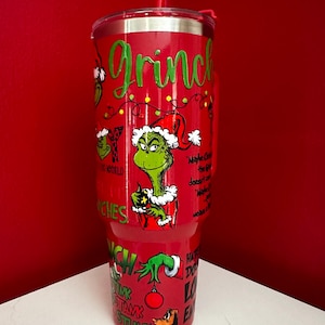 The Grinch Green, Red, or White 40 oz Stainless Steel Tumbler
