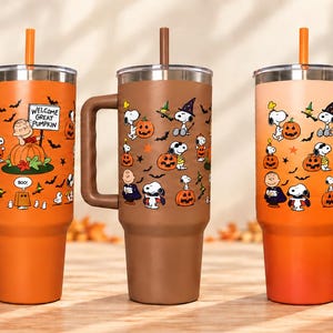 Great Pumpkin 40 Tumbler with Handle and Straw, Halloween Pumpkin Patch Cup, Fall Movie Inspired Drinkware, Spooky Season Gift