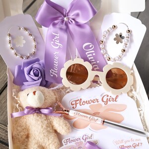 Flower Girl Proposal Box Personalized Invitation Memorable Gift Creative Wedding Hair Accessory Jewelry Party Favor Petal Patrol Lavender