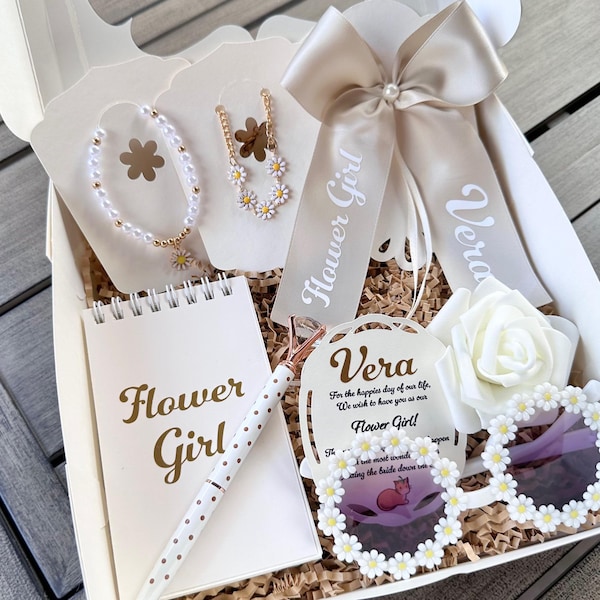 Propuesta de niña de las flores, Set de regalo para niña de las flores, Lazo para el cabello para niña de las flores, Pulsera para niña de las flores, Joyas para niña de las flores, Canasta para niña de las flores, Niña de las flores