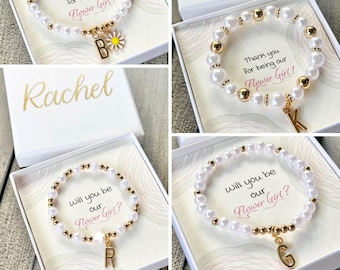 Personalized Flower Girl Bracelet, Flower Girl Gift, Flower Girl Proposal, Flower Girl Box, Custom Bracelet, Wedding Girl Proposal Box
