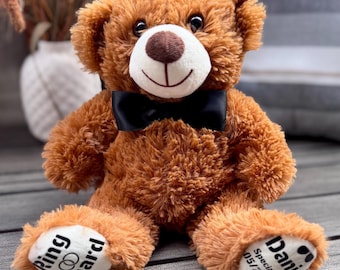 Personalized Ring Security Bear Gift Box, Ring Bearer Proposal, Groomsman Wedding Invitation and Keepsake