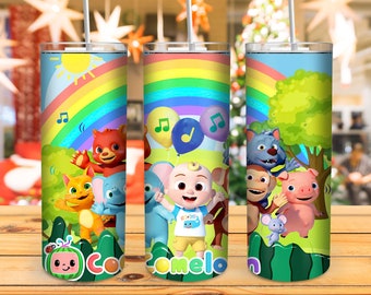 Cartoon Characters 20oz Skinny Tumbler Sublimation Designs, 3D Inflated Cartoon Tumbler for Straight/Tapered Png, Digital Download