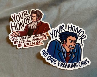 Ace Attorney Inspired Funny 3 x 3 inch Vinyl Stickers