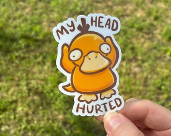 My Head Hurted Psyduck-Inspired 3 x 2 inch sticker
