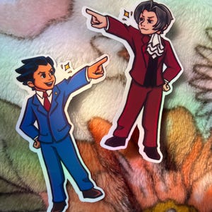Phoenix and Edgeworth Ace Attorney 3 x 2 inch stickers