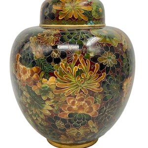Vintage Chinese Cloisonné Hand painting Ginger Jar with flowers Design