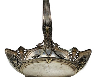 Antik WMF Art Nouveau Silverpläterad korg / skål, Tyskland tidigt 1900-tal