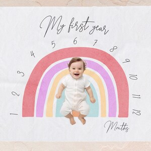 Baby mijlpaal deken maandelijkse baby meisje mijlpaal deken regenboog kinderkamer meisje nieuwe moeder baby shower cadeau bijhouden groei en leeftijd