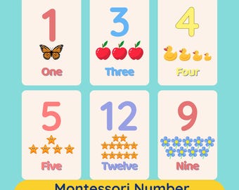 Montessori Zahlen-Karteikarten für Kleinkinder | Druckbare Zählkarten 1–20 | Spaß beim Mathelernen in der Vorschule (Digitaler Download)