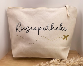 Reiseapotheke Tasche |mit Namen |2 Größen|Baumwolltäschen bedruckt |personalisiertes Geschenk |Urlaubsessentials |für die kleinen Notfälle