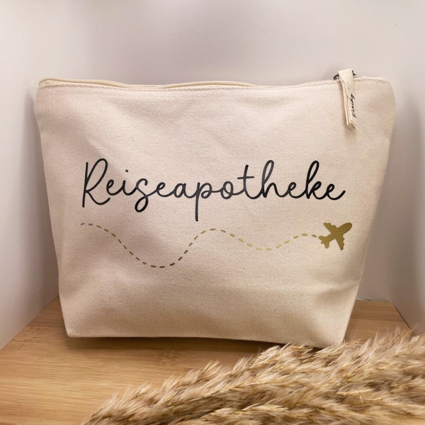 Reiseapotheke Tasche |mit Namen |2 Größen|Baumwolltäschen bedruckt |personalisiertes Geschenk |Urlaubsessentials |für die kleinen Notfälle