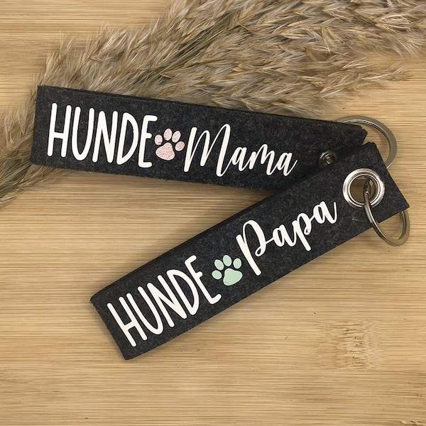 Schlüsselanhänger Hundemama Hundepapa | Dogmom Dogdad | Schlüsselbund aus Filz | kleines Mitbringsel | Hundeliebhaber | Hundebesitzer