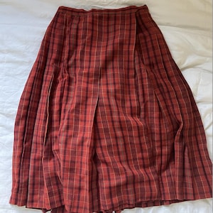 Vintage Yves Saint Laurent Rive Gauche Paris 70s Plaid Pleated Wrap Skirt