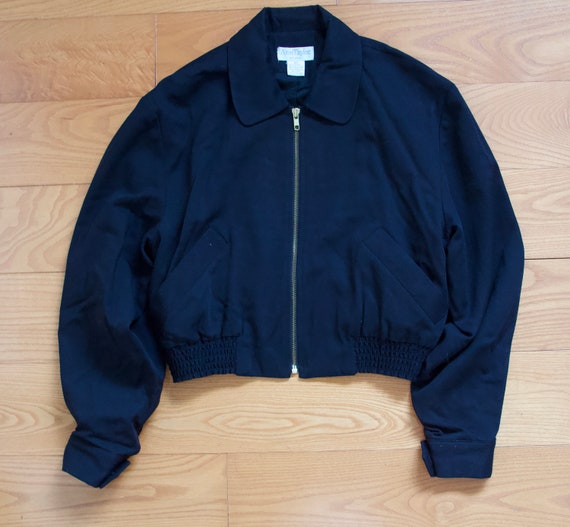 Vintage Ann Taylor Black Bomber Jacket - image 2