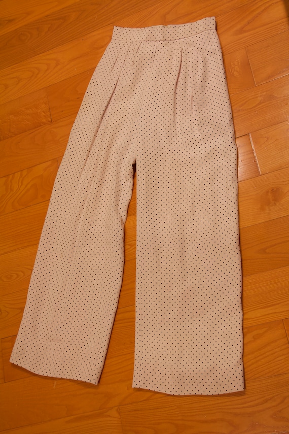 Vintage 70s Pleated Oscar de la Renta Polka Dot Si