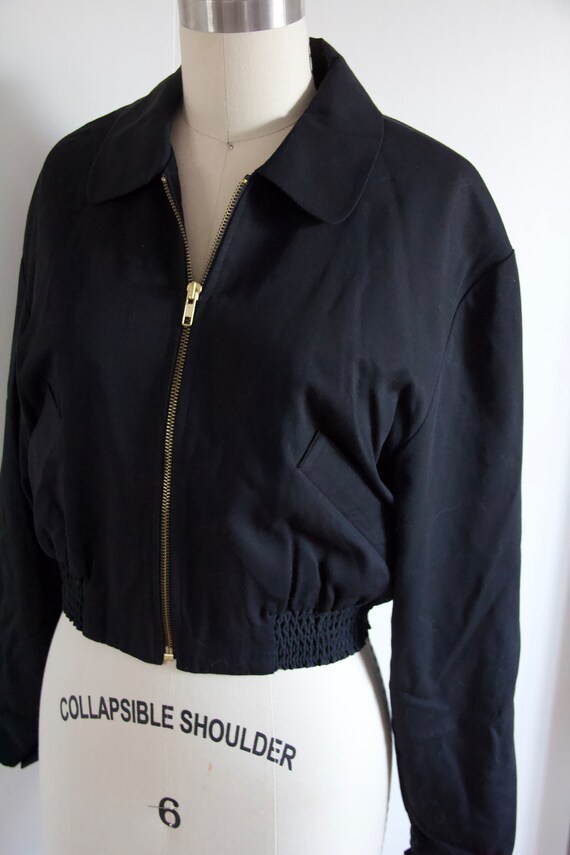 Vintage Ann Taylor Black Bomber Jacket - image 1