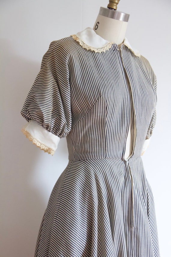Authentic Antique 40s/50s Puff Sleeve Flared Dress