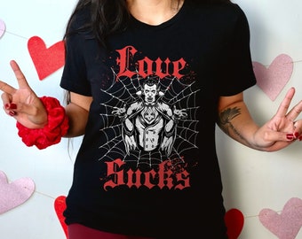 Goth Valentines Day Shirt, Love Sucks, Valentines Shirt, Gothic Valentines, Candy Heart Shirt, Funny Valentine's Day Tee, Vampire, Horror