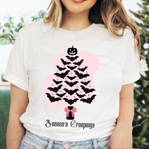 Goth Christmas Shirt, Seasons Creepings, Bat Shirt, Gothic Christmas, Christmas Tree Shirt, Funny Christmas Tee, Holiday Apparel, Skeleton
