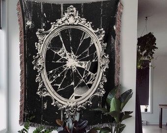 Large Gothic Backdrop Tapestry, Shattered Victorian Mirror, Dark Academia Throw Blanket, Spooky Boho and Witchy Decor, Mystical Aesthetic