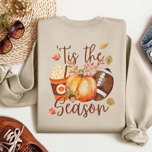 Tis The Season Sweatshirt, Fall Football Hoodie, Pumpkin Patch Shirt, Autumn Shirt, Womens Halloween Shirt, Fall Graphic Tee, Fall Coffee