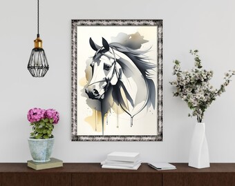 Set Of 3 AI Generated Water Colour Artwork Prints | Birds And Deer | AI Generated Horse Wall Art | Digital Download PRINTABLE Prints