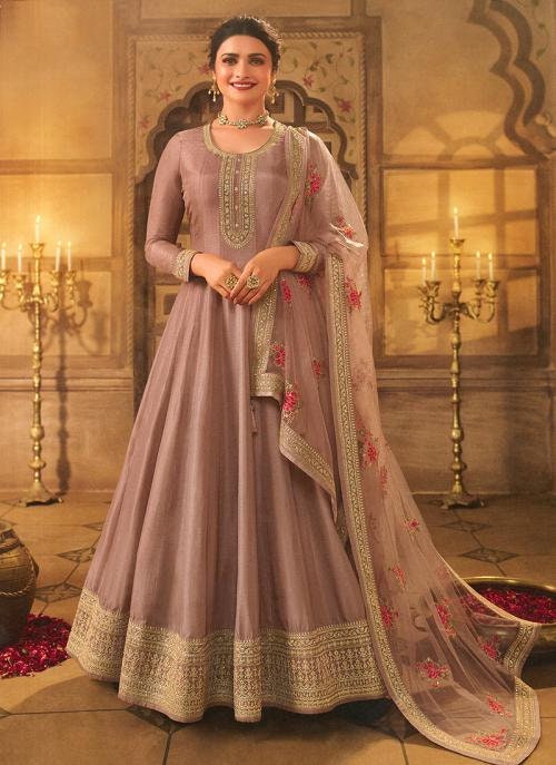 Silk anarkali hotsell dress material