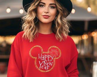 Disney Happy New Year Shirt, Mickey Mouse Holiday Sweatshirt