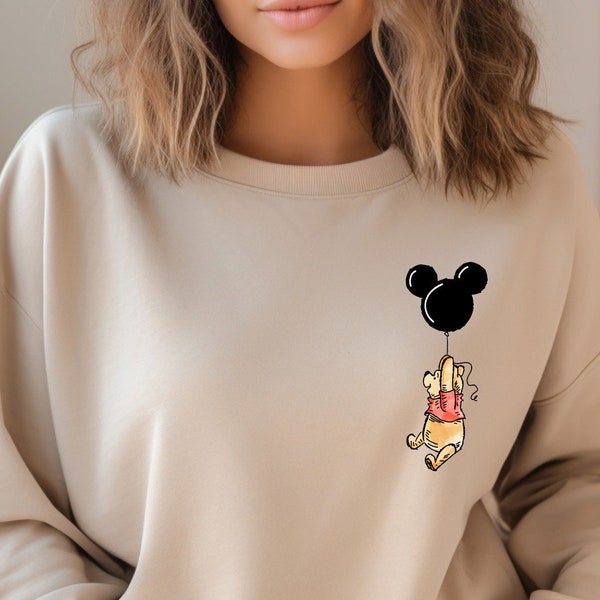 Winnie The Pooh Mickey Balloon Shirt,Bear Sweatshirt, Mouse shirt, The bear Shirt, Mouse balloon shirt,Disneyworld Shirt Family Trip Shirt,