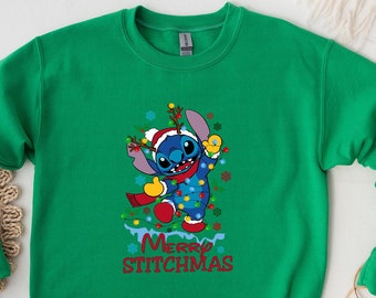 Stitch Christmas Sweatshirt, Disney Stitch Shirt, Merry Stitchmas Shirt, Funny Stitch Christmas Sweatshirt, Lilo And Stitch Christmas Shirt