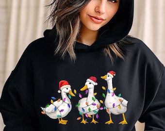 Christmas Ducks Sweatshirt, Duck Christmas Shirt For Women, Funny Animals Christmas Sweatshirt, Farm Lover Gift, Funny Christmas Shirt