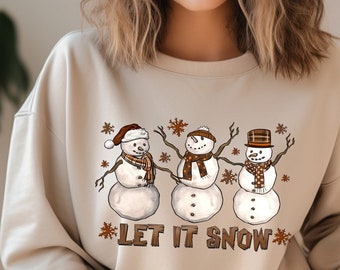 Snowman Christmas T-Shirt: Let It Snow Winter Tee
