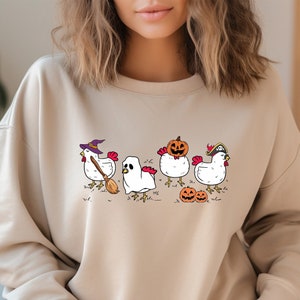 Halloween Chicken Sweatshirt: Spooky Farm Life Shirt