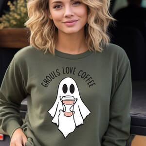 Halloween Ghost Coffee Tee: Spooky Season Pocket Shirt