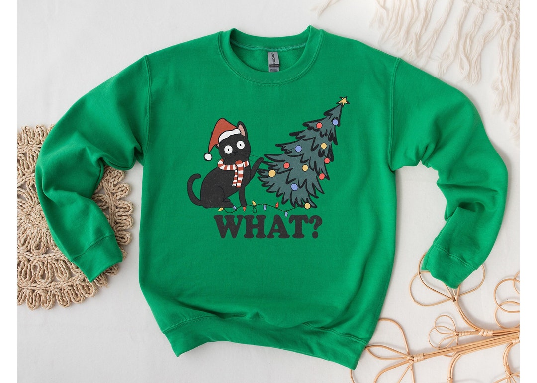 What Christmas Cat Sweater, Funny Christmas Cat Sweatshirt, Christmas