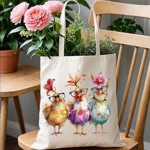 Custom Canvas Tote Bags for Girls And Women | Chicken Tote Bag | Gift Idea For Her | Best Friends Gift | Chicken Lover | Gift For Christmas