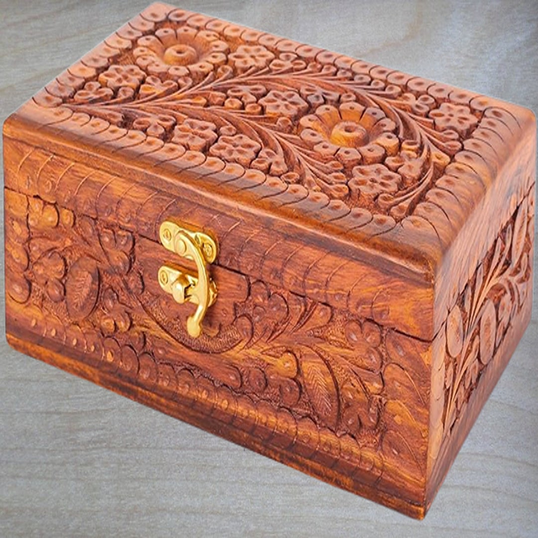 Handmade Wooden Jewelry Box Organizer Wooden Trinket Keepsake Etsy
