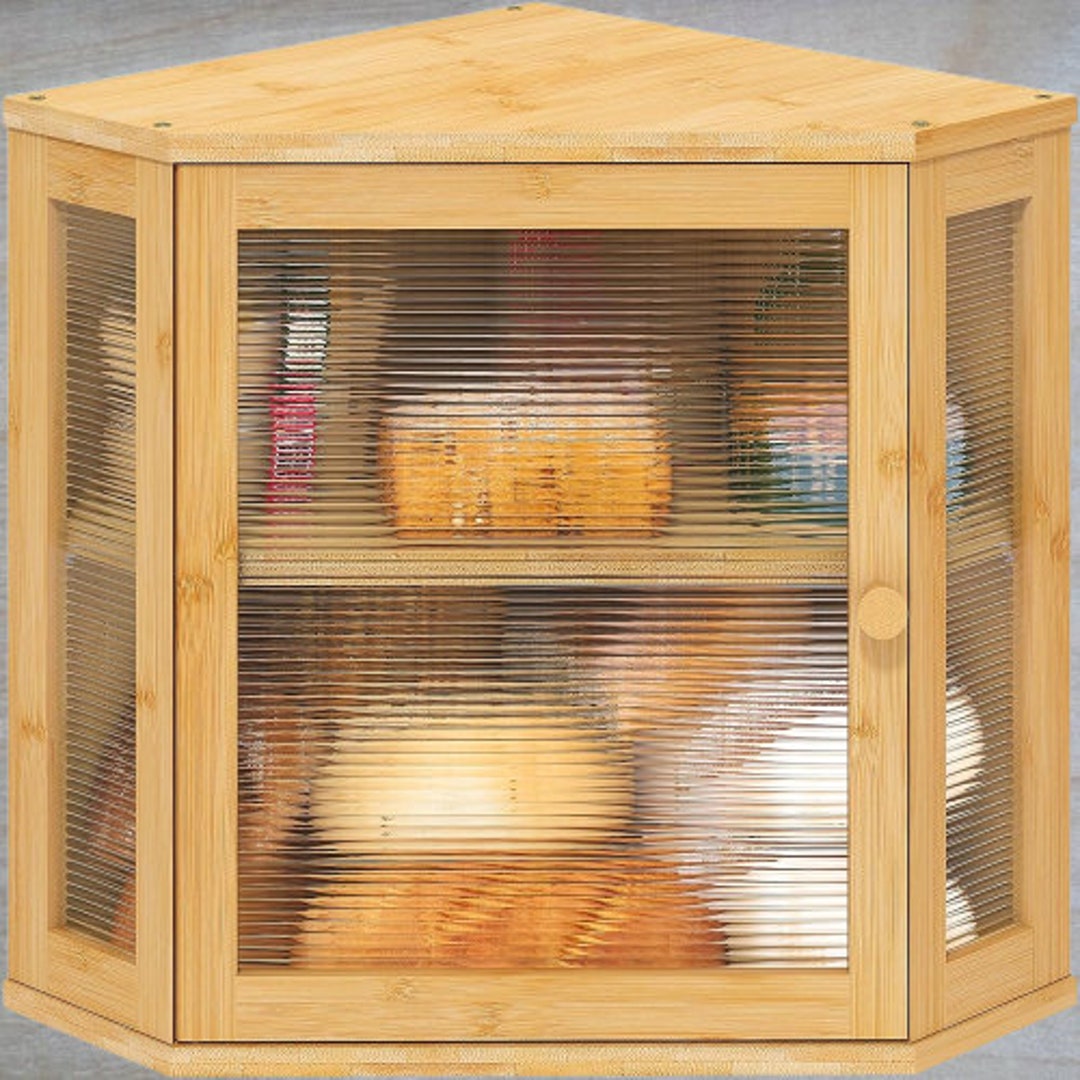 Bread Box for Kitchen Counter Corner Bread Box Large Bamboo Etsy
