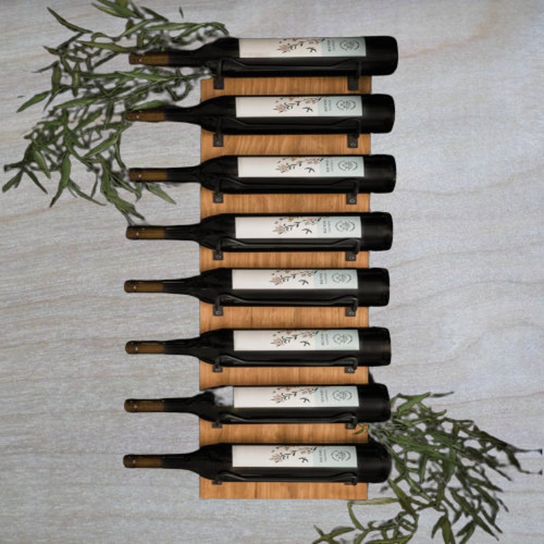 Wine Rack Wall Mounted Wine Storage Racks for 8 Bottles Wooden Etsy