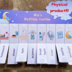 Personalised Handmade Visual Routine Chart Morning /Evening Learning Routine Kids with Replaceable Chores / Tasks Daily Checklist