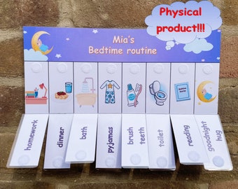 Personalised Handmade Visual Routine Chart Morning /Evening Learning Routine Kids with Replaceable Chores / Tasks Daily Checklist