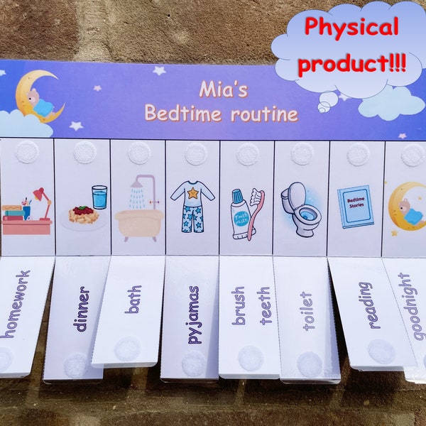 Personalised Handmade Visual Routine Chart Morning /Evening Learning Routine Kids with Replaceable Chores / Tasks Daily Checklist