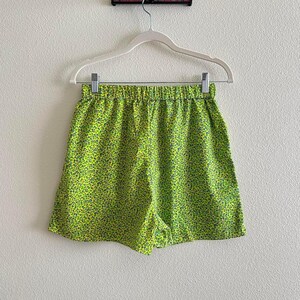 handmade funky green yellow micro floral print lounge shorts image 4