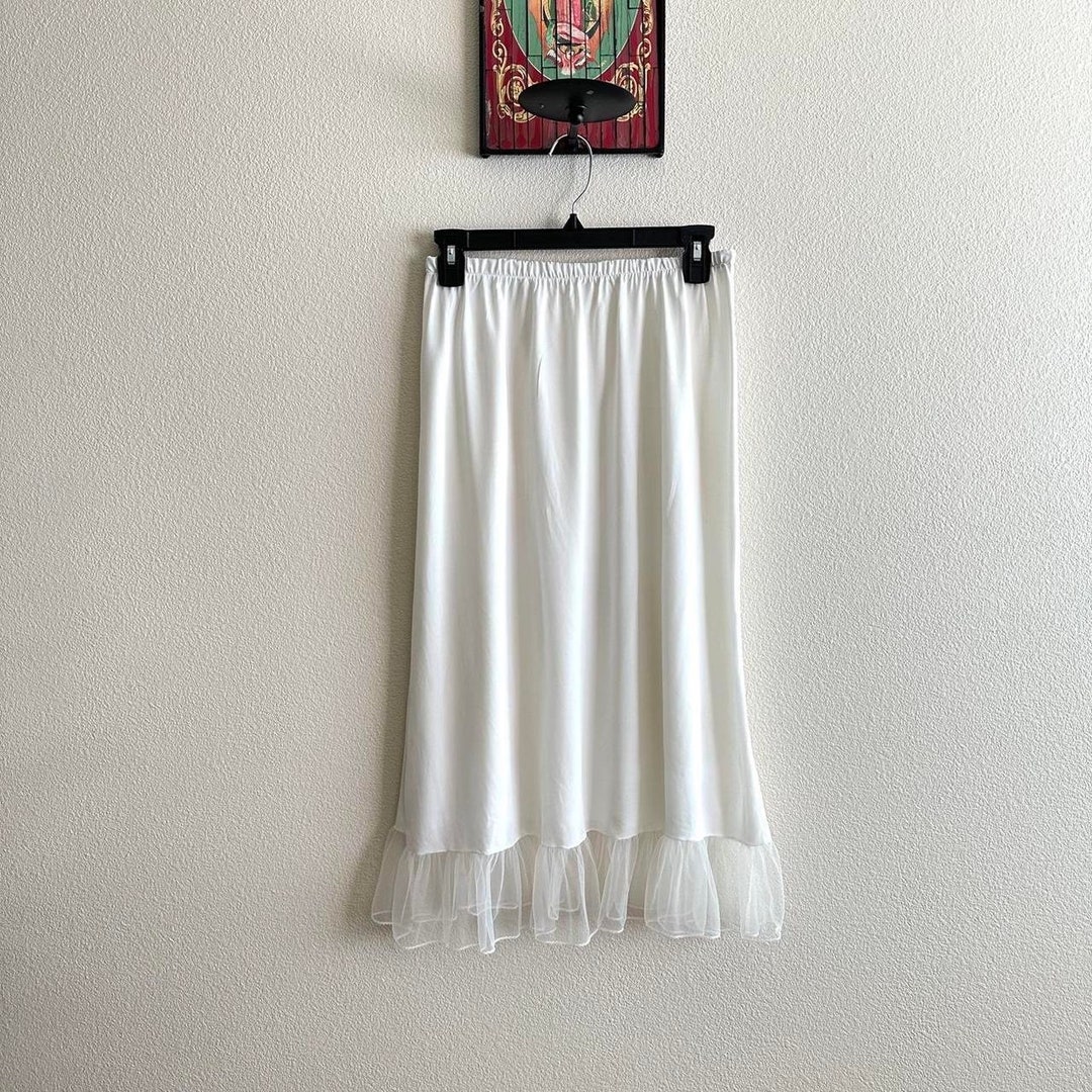Handmade White Sheer Nylon Satin Slip Midi Skirt Etsy — free download
