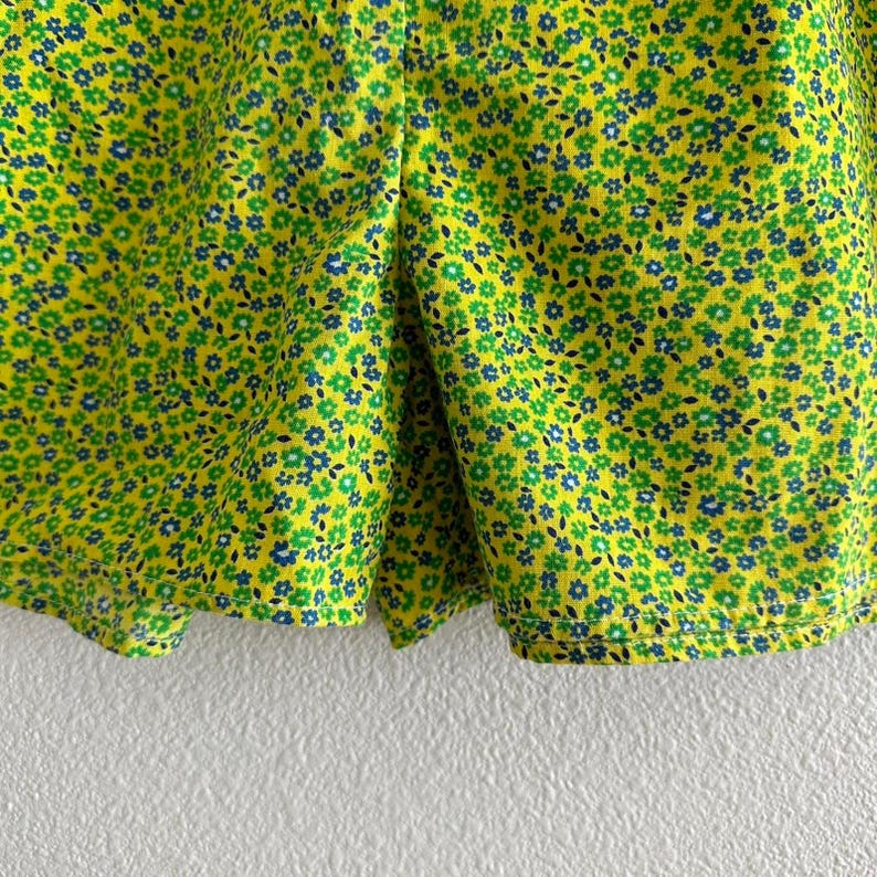 handmade funky green yellow micro floral print lounge shorts image 3