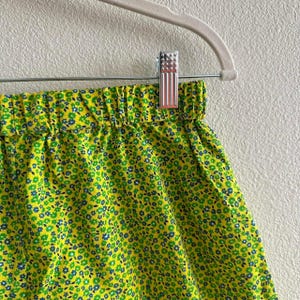 handmade funky green yellow micro floral print lounge shorts image 2